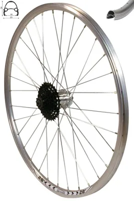 Produktbild von REDONDO 28 Zoll Hinterrad Laufrad Felge Silber Disc + 9 fach Shimano Kassette