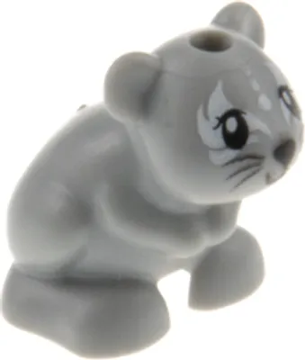 Produktbild von 1x Lego Tier Hamster neu-hell grau Gesicht Muster weiß Friends 41179 24183pb04