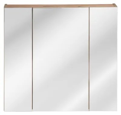 Productafbeelding van Opslagmeubel NALYA 75 cm - Licht eiken - 3 deuren met hangende spiegels