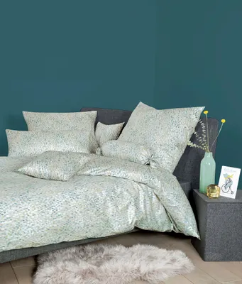 Produktbild von Janine Mako Satin Bettwäsche 2 teilig Bettbezug 135 x 200 cm Kopfkissenbezug 80 x 80 cm Milano 45028-06 jadehauch perlblau
