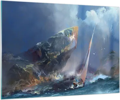 Produktbild von Bilder auf glas - Meer Segelboot - 100x70cm - Glasbilder - Wandbilder - Kunstdruck - zum Aufhängen bereit - Wanddekoration aus Glas - Glas Bilder - Wandbild auf Glas - Einteilig - GAA100x70-3923