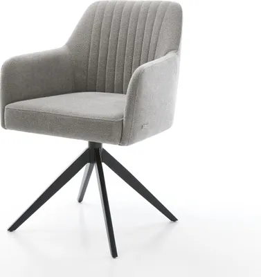 Produktbild von DELIFE Drehstuhl Greg-Flex Strukturstoff Soft Grau Kreuzgestell breit Schwarz 360° drehbar Wippfunktion Taschenfederkern