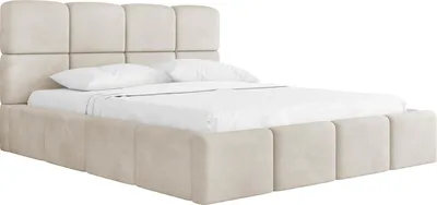 Produktbild von Polsterbett 180x200 mit Bettkasten und Lattenrost – Weiß Bett mit hohem Kopfteil, Boucle oder Samt Stoff – Modernes Doppelbett mit Stauraum – Bettgestell, ohne Matratze – Tivio – Creme