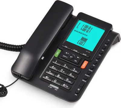 Obrázek produktu pro Šňůrový telefon, stolní pevná linka, telefon, duální systém DTMF/FSK, podpora paměťových kláves jedním tlačítkem, ovládání hlasitosti hlasitého odposlechu/redialu/blikání/rychlé volby/zvonění, vysoce kvalitní zvuk, datum v reálném čase, velký displej pro seniory, domácnost, kancelář, firmu, hotel, černá barva