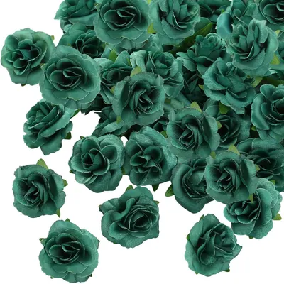Immagine prodotto di Fiori artificiali, rose, colore verde, 50 pezzi, diametro 4 cm, decorazioni, fai da te, matrimonio, festa