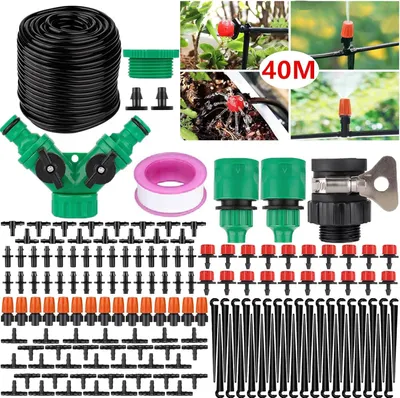 Produktbild von 158-teiliges Mikro-Tropfbewässerungsset für den Garten, 40 m Mikro-Tropfbewässerungssystem, DIY-Bewässerungsset für Garten, Rasen, Pflanzen, Landschaft und Gemüsegarten