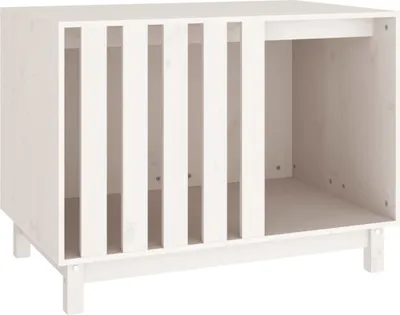 Obrázok produktu pre vidaXL Domček pre psa biely 90x60x67 cm z masívneho borovicového dreva