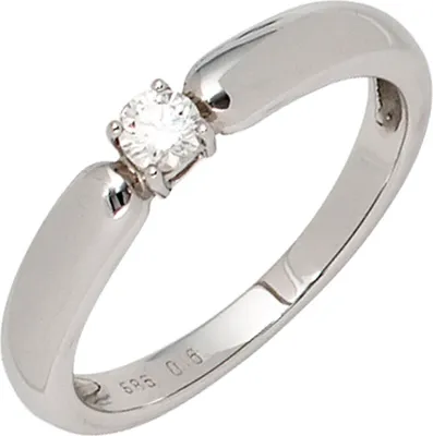 Produktbild von Ring Damenring mit Diamant Brillant 0,16 Ct. 585 Gold Weißgold Goldring Innenumfang 60mm  Ø19.1mm
