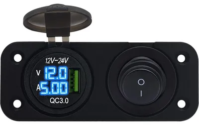 Produktbild von ProRide 12V USB Einbaulader mit Voltmeter & Amperemeter QC3.0, 2-fach