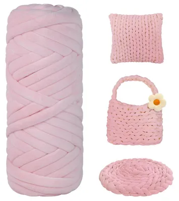 Immagine prodotto di Filato spesso da lavorare a maglia o all'uncinetto, 450g, rosa chiaro, ideale per principianti
