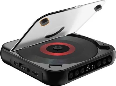 Produktbild von Portable CD Player Bluetooth - USB C - MP3 WMA CD R CD RW - LCD Display - Schwarz