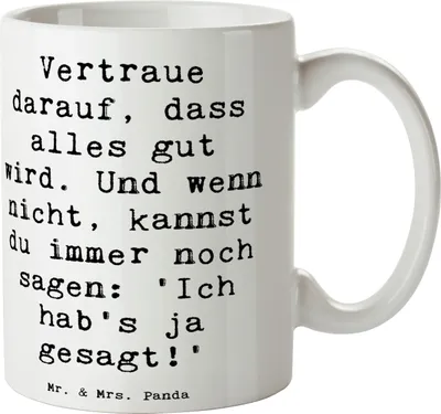 Produktbild von Mr. & Mrs. Panda Pott Spruch Schutz & Vertrauen - Weiß - Geschenk, Motivation, glauben, schöne tasse, Gefühle, Zitat, Stimmungen, Beschützer, Becher, Trinkbecher, Humor