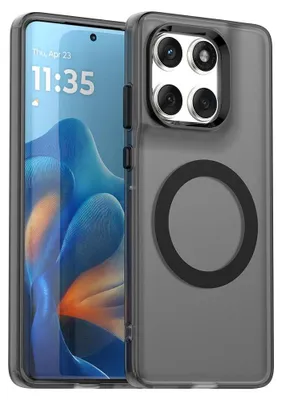 Image de Etui magnétique pour Motorola Edge 60 Fusion, Etui antichoc fin, mat et translucide Noir