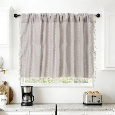 Valance 61x132 cm, semi-transparent, Stangentasche, braun, 1 Stück
