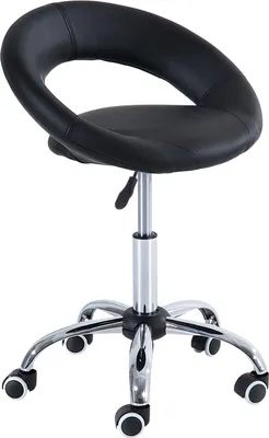 Produktbild von Rollhocker Arbeitshocker Drehhocker Bürostuhl höhenverstellbar, PU+Metall, Schwarz, 50 x 54 x (66-78) cm