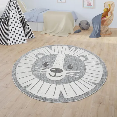 Produktbild von Kinderteppich Kinderzimmer Outdoor Teppich Rund Spielteppich Modern 3D Effekt Grösse Ø 160 cm Rund