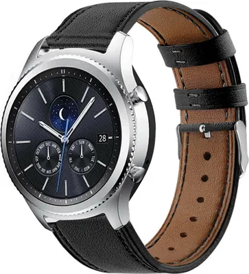 Produktbild von Strap-it Samsung Gear S3 Classic / Frontier Armband Leder (schlankes Schwarz)
