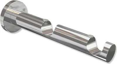 Produktbild von Interdeco Träger, Halterung mit 7,5 / 14,5 cm Abstand, Auflageträger für Gardinenstangen 20 mm Ø, 2-läufig, Chrom, Modell Platon