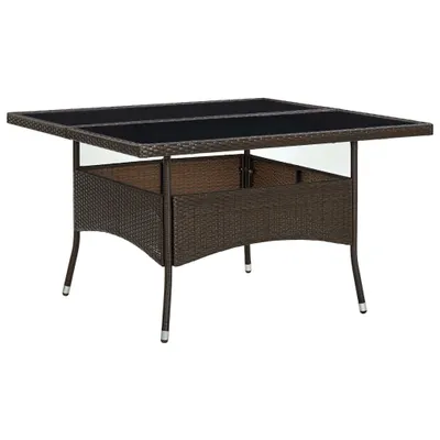 Image de Table de jardin "Pronsfeld" en rotin PE, acier brun. Dimensions (L/L/H) 120x120x75 cm