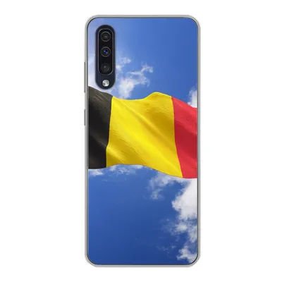 Produktbild von MuchoWow® Handyhülle Schutzhülle Hülle für Samsung Galaxy A30s Die Flagge Belgiens weht am Himmel Silikon Softcase Handy Hülle - Karteninhaber