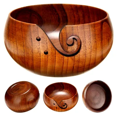 Produktbild von Handgefertigte Garnschale aus Rosenholz 6,3''