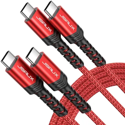 Productafbeelding van JSAUX USB-C naar USB-C kabel voor iPhone 17, 100W/5A USB-C kabel met gevlochten omhulsel