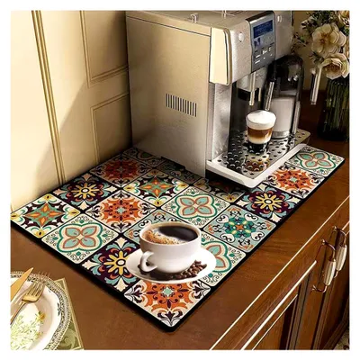Produktbild von Abtropfmatte für Geschirr, schnelltrocknend und saugfähig, rutschfeste Unterlage für Kaffeemaschine, 40 x 50 cm