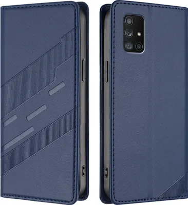 Produktbild von Hülle für Samsung Galaxy A71 4G, Kunstleder Brieftaschen Handyhülle mit Kartenfach und Standfunktion Blau