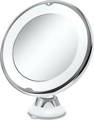 Produktbild von Kosmetikspiegel LED Beleuchtet 10X Vergrößerung, Starker Saugnapf und 2 Helligkeitsstufen, Schminkspiegel Rasierspiegel mit Blendfreier Beleuchtung, 360° Schwenkbar für Zuhause und Reise