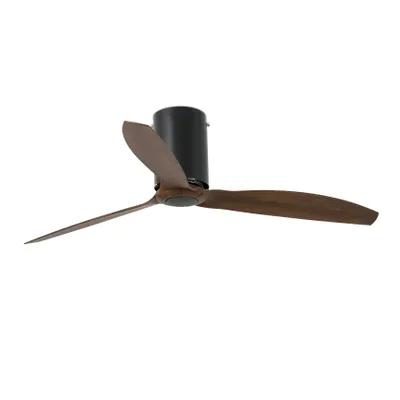 Produktbild von Energiespar Deckenventilator mit Fernbedienung Mini Tube Schwarz matt / Walnuss 128 cm