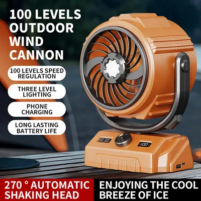 Produktbild von Camping-Ventilator mit LED-Licht, starker Windgeschwindigkeit, persönlicher wiederaufladbarer tragbarer batteriebetriebener Outdoor-Ventilator