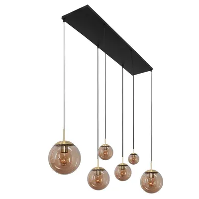 Produktbild von Steinhauer Pendelleuchte Bollique 6-flammig Bernstein 140x40cm