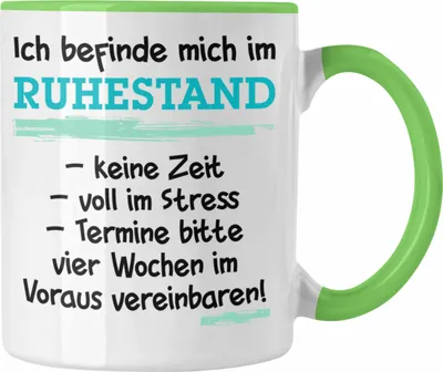 Produktbild von Trendation - Ruhestand Tasse Geschenk Rentner Geschenkidee Rentnerin Spruch Mann Frau (Grün)