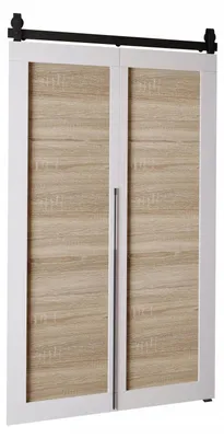 Produktbild von KierMoebel Schiebetür Komplettset QUDIO M1 Weiß + Sonoma 106x205x3,2 cm Wohnzimmer Schiebetür