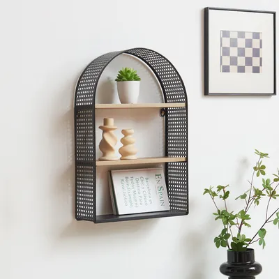 Immagine prodotto di Scaffale a muro "Jäller" con 3 ripiani in metallo 53 x 35 x 14 cm Nero