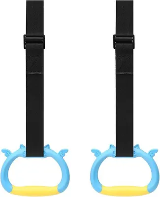 Immagine prodotto di Set di anelli da ginnastica per la casa, set di allenamento con anelli per bambini, anelli da ginnastica, anelli antiscivolo, anelli da allenamento, cinghie regolabili, anelli per trazioni e allenamento per la ginnastica a casa