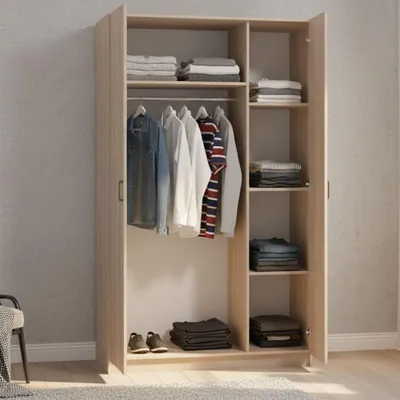 Immagine prodotto di Dmora Guardaroba 3 Ante Licodia 120x52 cm Marrone, Appendiabiti 4 Ripiani