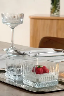 Pasabahce Elysia 530138  - 4er-Set Quadratische Snack-/Tapas-Schalen aus Glas - Maße 80 mm x 80 mm
