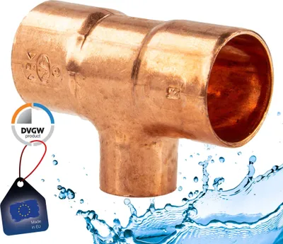 Zdjęcie produktu dla Trójnik miedziany z redukcją - typ 5130R, DVGW 28 x 22 x 28 mm