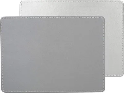 Obrázek produktu pro Stolní podložky ze stříbrné Imitace kůže ve tvaru obdélníku, sada 4 kusů, 29 x 21,5 cm