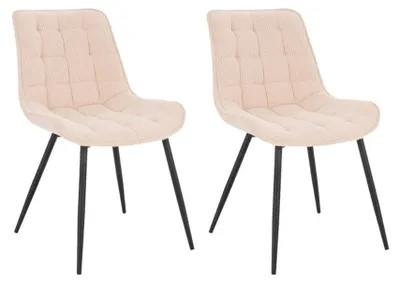 Produktbild von HOME DELUXE - Polsterstuhl IKALO 2er Set - Farbe: Cord Creme - weiche Polsterung, bis 120 kg belastbar I Küchenstuhl Speisestühle Esszimmerstühle