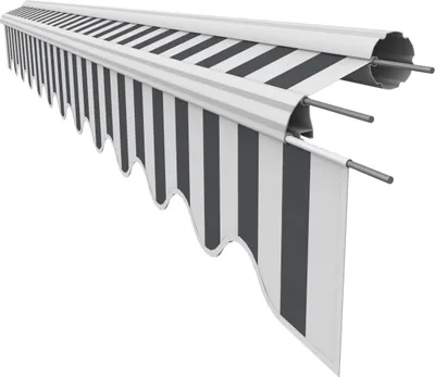 Produktbild von VANA Markisenstoff mit Volant für 3 x 2 m Markisen Markisenersatzstoff fertig genäht Maß Bespannung 2,82 x 2 m und Volant 2,82 x 0,21 m Design SPD023