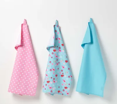 Produktbild von HOMESCAPES Geschirrtücher Set 3tlg Vögel & Blumen