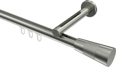 Produktbild von Interdeco Innenlaufstange / Gardinenstange mit Innenlauf Edelstahl-Optik, Typ Siteno Tanara (Konus Bicolor), 20 mm Ø 1-läufig, 400 cm