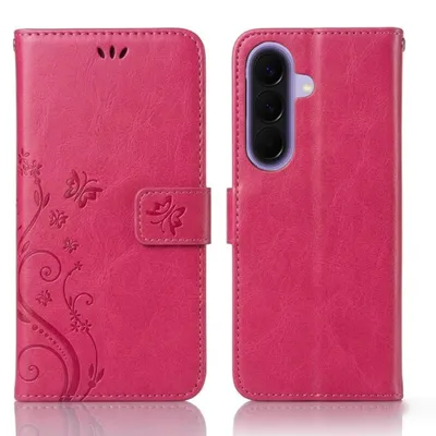 Produktbild von Handy Tasche für Samsung Galaxy A57 5G Schutz Hülle Handyhülle mit Blumenmuster Klapp Hülle mit Standfunktion und Kartenfächer Farbe: Pink