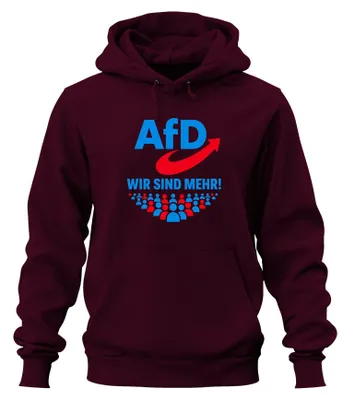 Immagine prodotto di AfD Wir Sind Mehr: Felpa con cappuccio, design patriottico, sarcasmo, taglia L, colore bordeaux