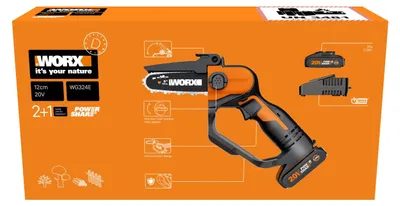 Produktbild von WORX WG324E.9, 12 cm, 6,7 m/s, 25,4 / 4 mm (1 / 4"), Schwarz, Orange, Akku, Lithium-Ion (Li-Ion)