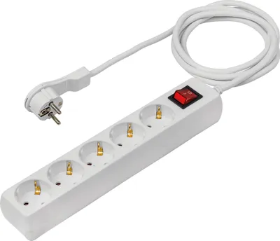 Produktbild von as-Schwabe 5-fach Steckdosenleiste Schalter 230V 16A 2m Mehrfachsteckdose IP20