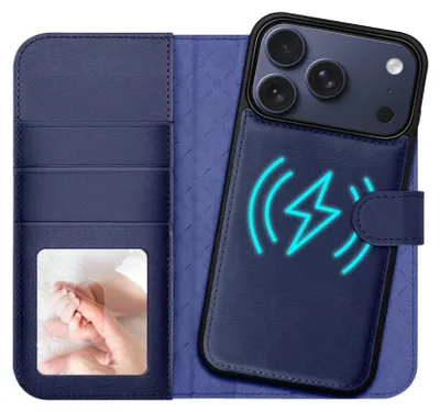 Zdjęcie produktu dla etui na telefon komórkowy z portfelem magnetycznym 2 w 1 do iPhone'a 17 Pro, ochrona RFID, zdejmowana pokrywa magnetyczna, kompatybilne z MagSafe, odporne na wstrząsy etui z okienkiem na zdjęcie