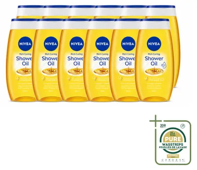 Imagen del producto de 12 unidades de NIVEA Natural, aceite de ducha - 200 ml - Paquete de suministro - 12 piezas